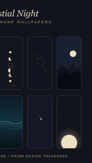 Minimalist Celestial Moon Phase and Star Constellation Phone Wallpaper