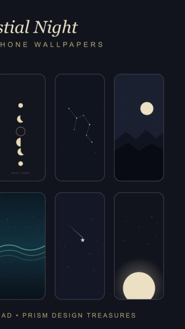 Minimalist Celestial Moon Phase and Star Constellation Phone Wallpaper