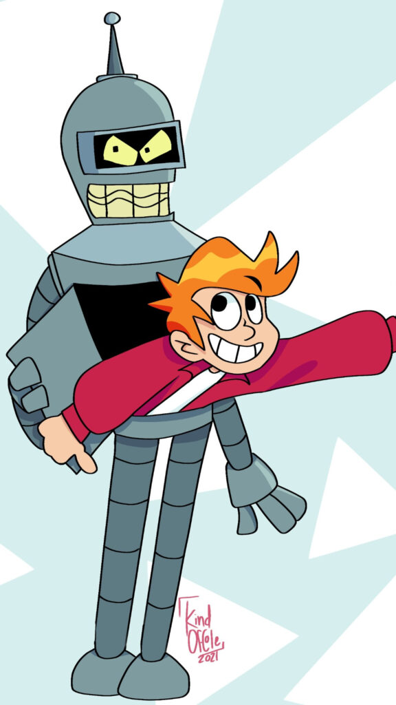 Fry and Bender Fan Art Mobile Wallpaper