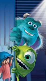 Sulley, Mike, and Boo from Monsters Inc Mobile Wallpaper