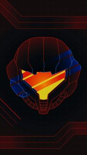 Minimalist Samus Aran Helmet Neon Tech Mobile Wallpaper