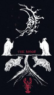 The Moon Tarot Card Vintage Aesthetic Spiritual Divination Phone Wallpaper