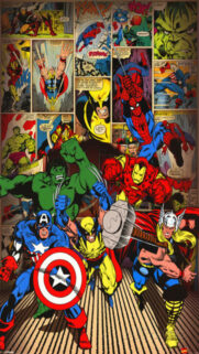 Retro Marvel Comic Heroes Poster 4K Mobile Wallpaper
