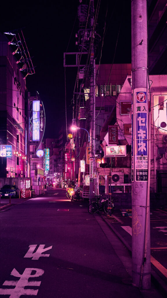 Neon Drenched Tokyo Alleyway Mobile Wallpaper