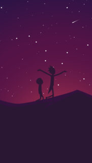 Rick and Morty Silhouette Minimalist 4K Mobile Wallpaper