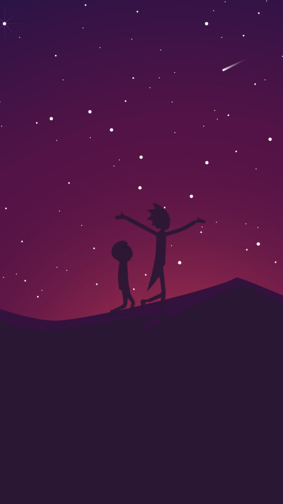 Rick and Morty Silhouette Minimalist 4K Mobile Wallpaper