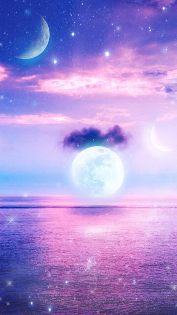 Celestial Moon Phases and Cosmic Dreamscape Aesthetic Wallpaper