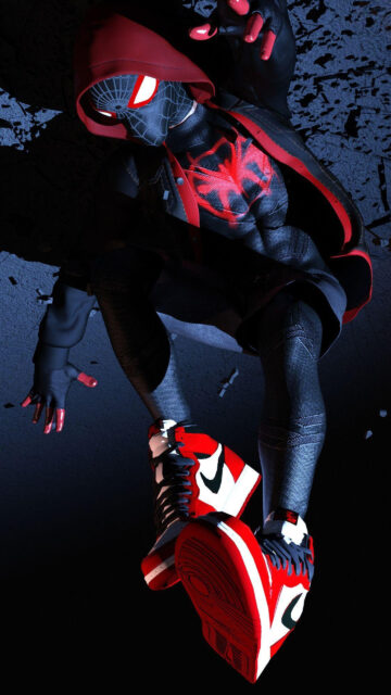 Spider-Man Miles Morales Leaping Action Mobile Wallpaper