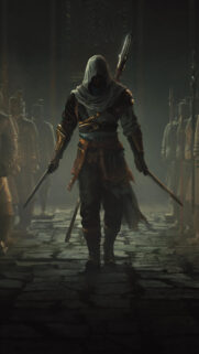Mysterious Assassin Warrior Dark Fantasy Mobile Wallpaper