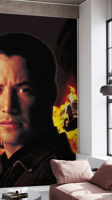 Keanu Reeves Burning Bus Movie Scene Cinematic Phone Wallpaper