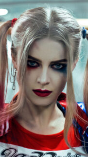 Harley Quinn Intense Portrait Close-Up Mobile Wallpaper