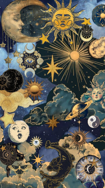 Celestial Magic Vision Board and Astrology Manifestation Wallpaper