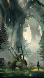 2B Standing in the Forest Mobile Wallpaper