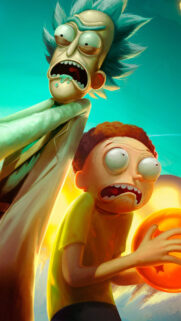 Rick and Morty Holding Dragon Ball Mobile Wallpaper