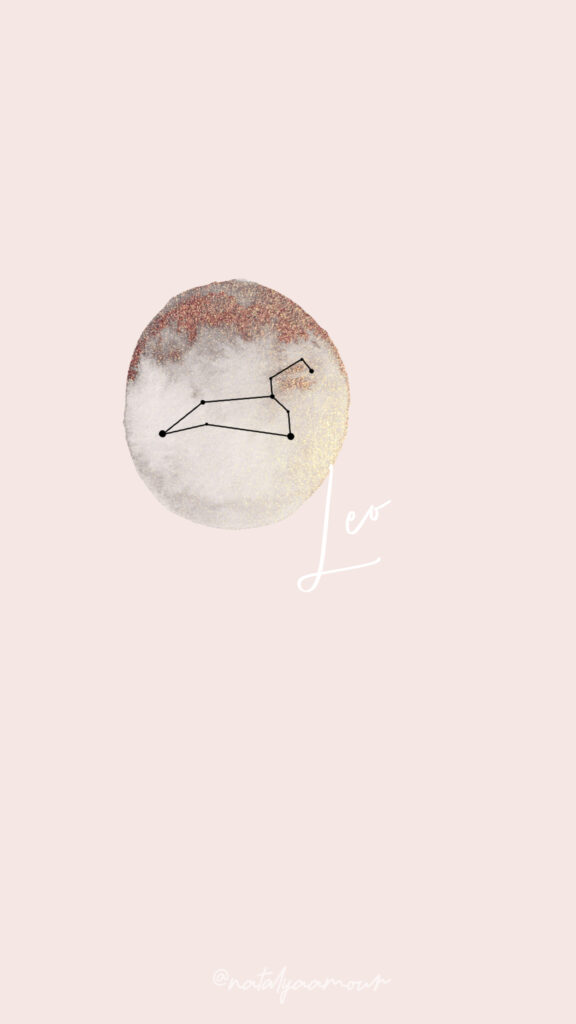 Minimalist Leo Zodiac Constellation and Gold Moon Aesthetic Wallpaper