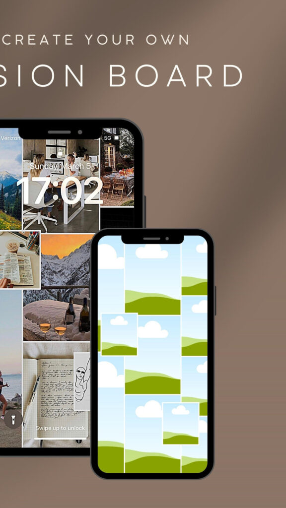Aesthetic Vision Board Collage for Intentional Manifestation and Goal Setting Wallpaper