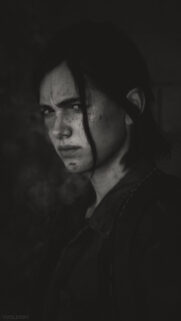 Gritty Portrait of Ellie Williams from The Last of Us Mobile Wallpaper