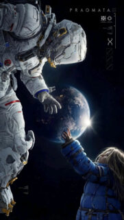 Astronaut and Child in Deep Space Mobile Wallpaper