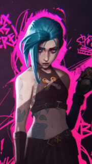 Jinx Arcane Vibrant Neon Punk Mobile Wallpaper