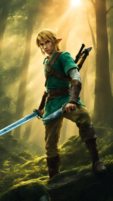 Link from The Legend of Zelda Forest Portrait Mobile Wallpaper