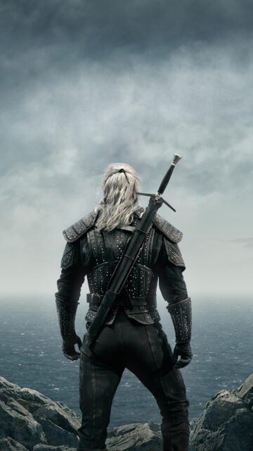 Geralt of Rivia Back View Witcher Mobile Wallpaper