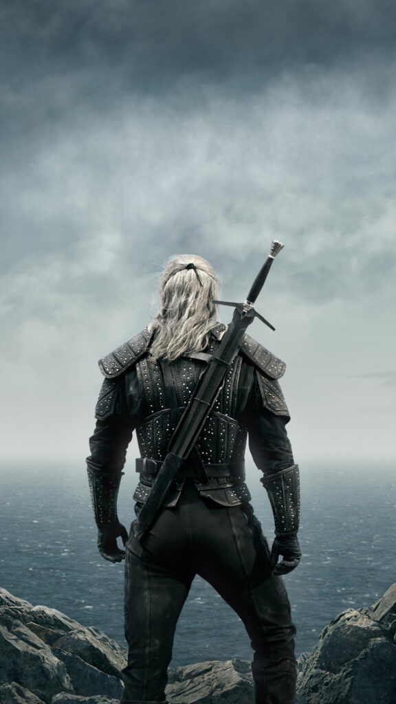 Geralt of Rivia Back View Witcher Mobile Wallpaper