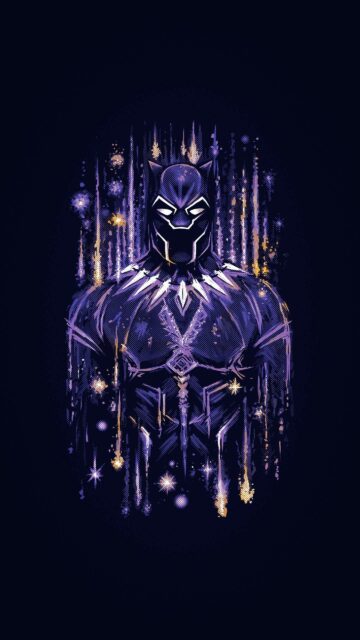 Stylized Marvel Super Hero Black Panther Digital Art Mobile Wallpaper