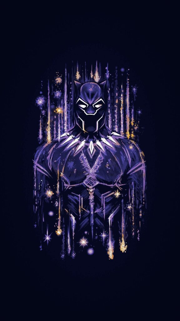 Stylized Marvel Super Hero Black Panther Digital Art Mobile Wallpaper