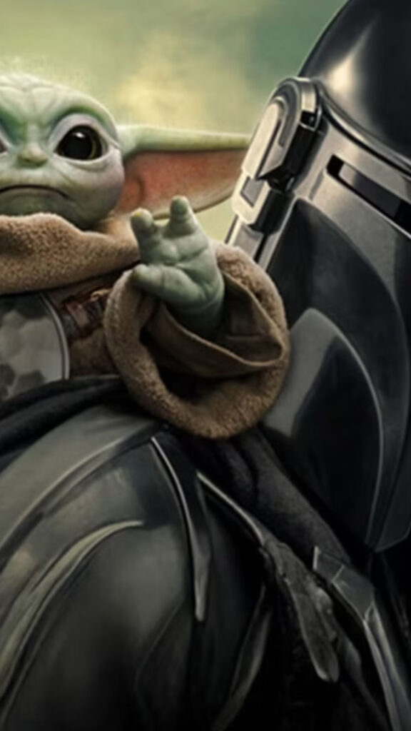 Grogu and The Mandalorian Galactic Duo Mobile Wallpaper
