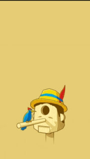 Minimalist Pinocchio Birdhouse Illustration Mobile Wallpaper