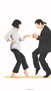 Minimalist Pulp Fiction Dance Scene Mobile Wallpaper
