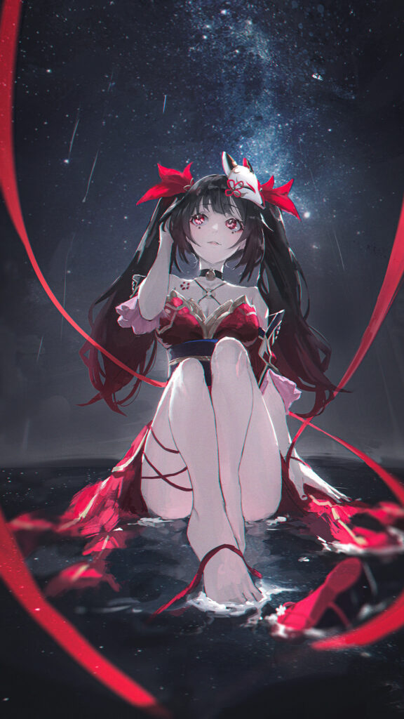 Sparkle Anime Girl Under Starry Night Mobile Wallpaper