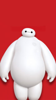 Baymax Minimalist Character Red Background Mobile Wallpaper