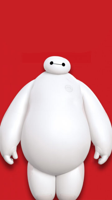 Baymax Minimalist Character Red Background Mobile Wallpaper
