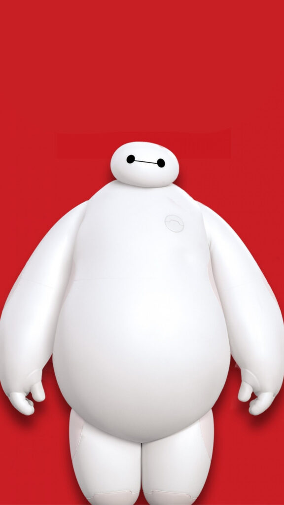 Baymax Minimalist Character Red Background Mobile Wallpaper