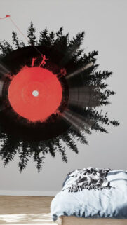 Surreal Vinyl Record Forest Art Mobile Wallpaper