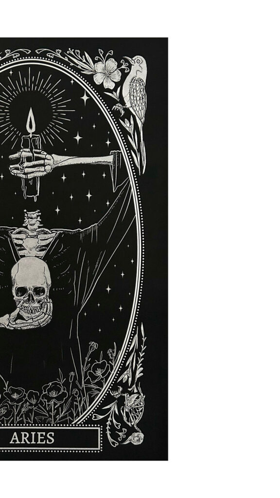 Mystical Aries Zodiac Aesthetic Skeleton Art for Phone Wallpaper