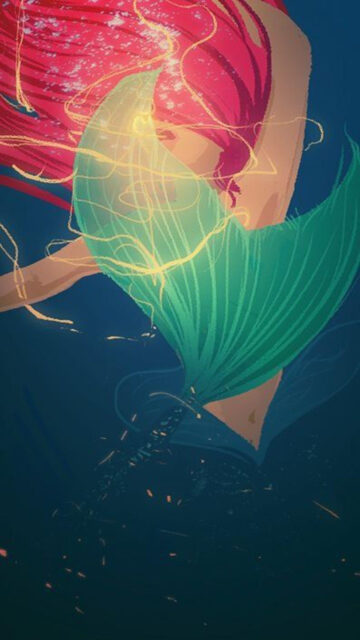 Underwater Mermaid Artistic Illustration Mobile Wallpaper