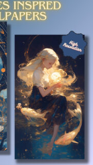 Ethereal Pisces Zodiac Maiden Dreaming in Celestial Waters Wallpaper