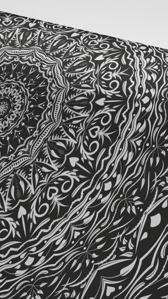 Black and White Mandala Energy Spiritual Pattern Aesthetic Wallpaper
