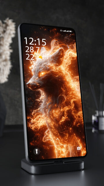 Fiery Fox Spirit Animal Manifestation and Spiritual Energy Wallpaper