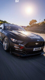 Black Ford Mustang Racing Car Mobile Wallpaper