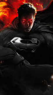 Henry Cavill Black Suit Superman Red Eyes Mobile Wallpaper