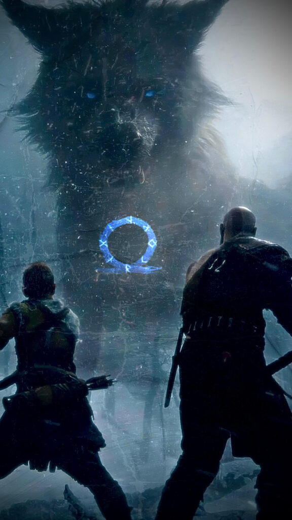 God of War Kratos and Atreus Wolf Encounter Mobile Wallpaper
