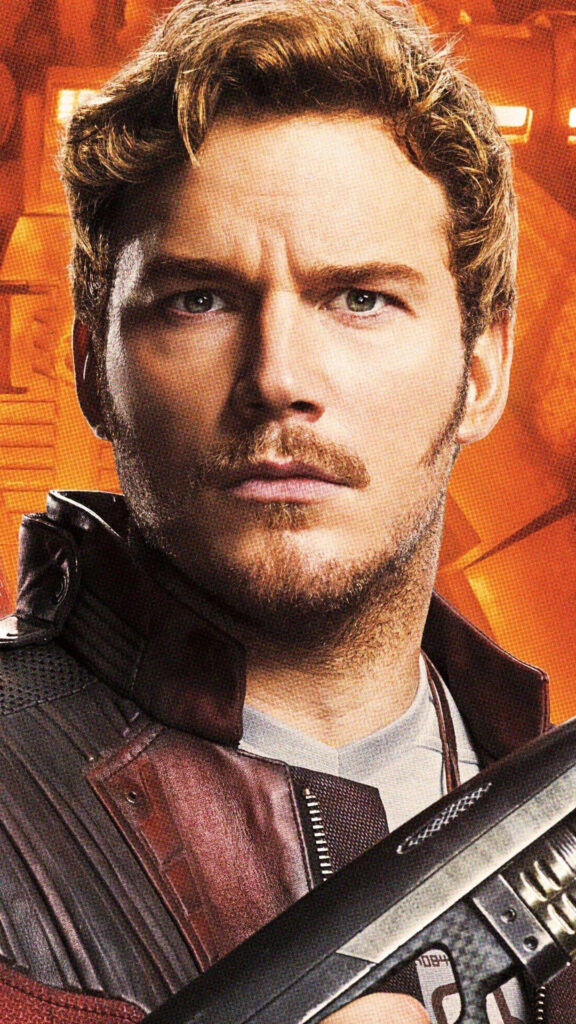 Star-Lord Peter Quill Close-Up Action Hero Mobile Wallpaper