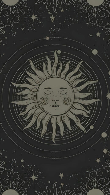 Mystical Celestial Sun Energy and Sacred Geometry Spiritual Art Wallpaper
