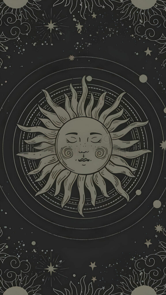 Mystical Celestial Sun Energy and Sacred Geometry Spiritual Art Wallpaper