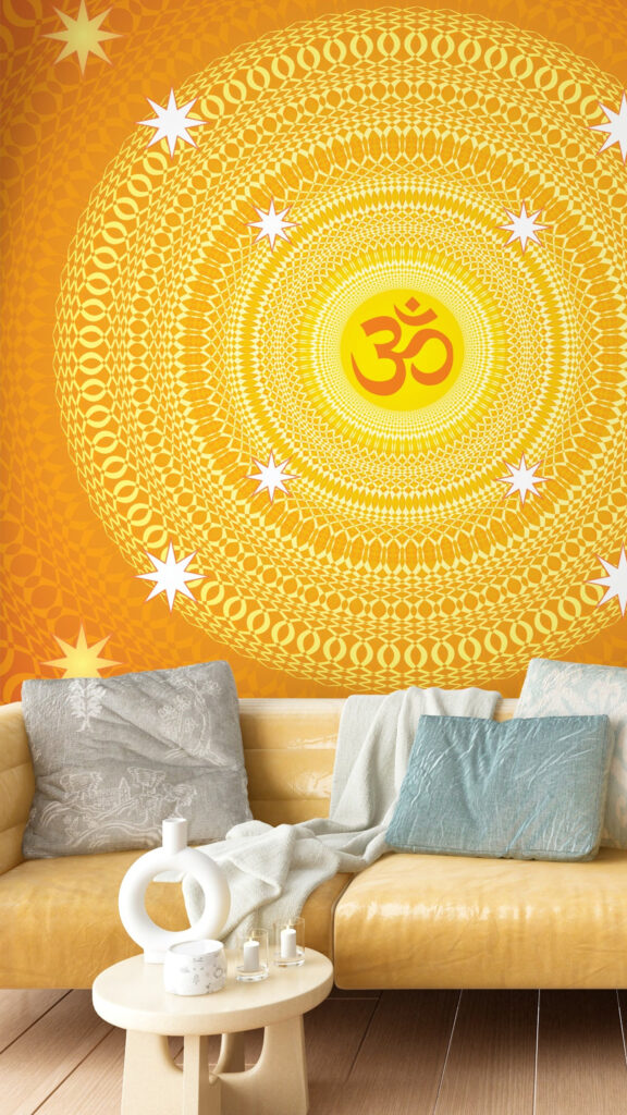 Om Mandala Sacred Geometry and Spiritual Energy Flow Wallpaper