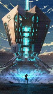 Cybernetic Tower Energy Blast Mobile Wallpaper