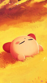 Kirby Sleeping in Golden Field Mobile Wallpaper